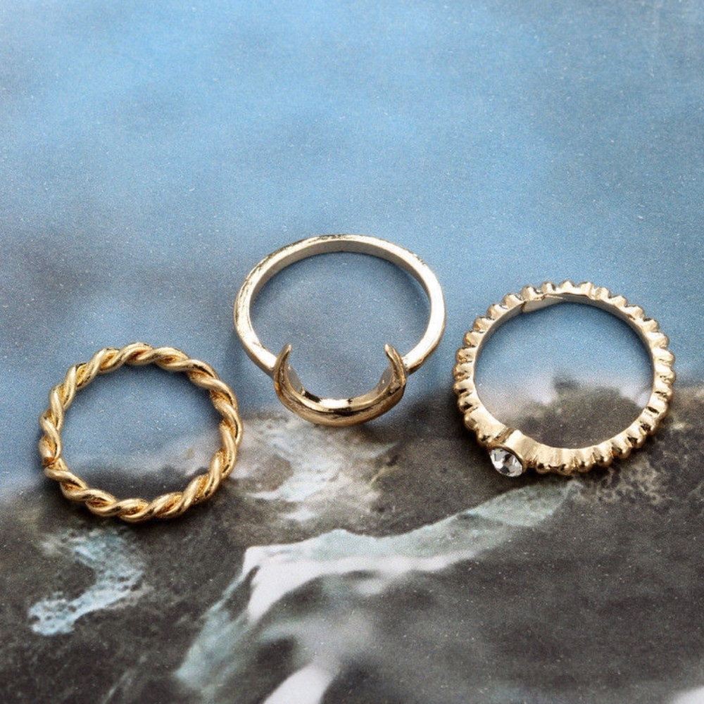 'Beholder' 5-piece Crescent Moon Ring Set - Picture 2 of 3
